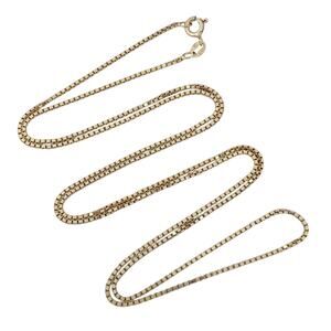 Gold Tone Box Chain Necklace | Italian Vintage Sterling Silver 925 | 30"